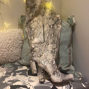 Faux Snake Skin Over the Knee Boots